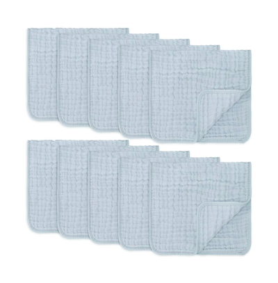 Comfy Cubs Babies' Muslin Burp Cloths, Pack Of 10 In Slate