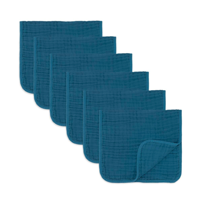 Comfy Cubs Babies' Muslin Burp Cloths, Pack Of 6 In Neptune