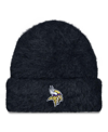 New Era Women's  Black Minnesota Vikings Fuzzy Cuffed Knit Hat In Black