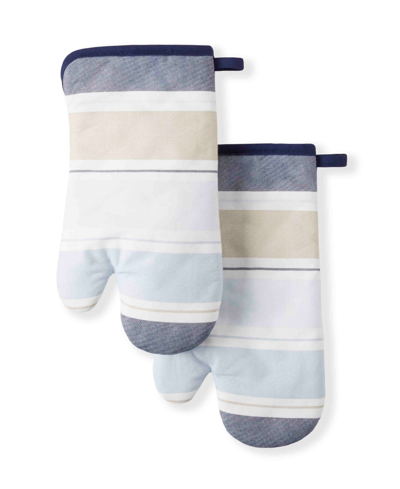 Martha Stewart Printed Oven Mitt 7" X 13" 2 Pk In Blue