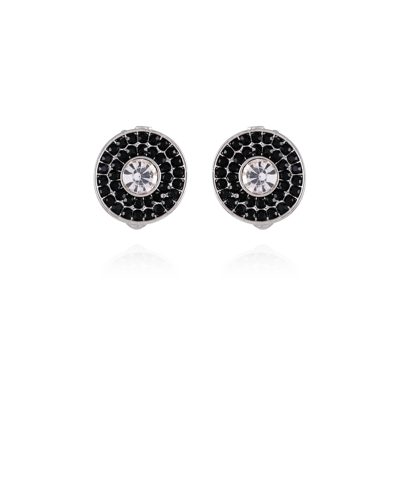 T Tahari Gold-tone Pave Stone Clip On Stud Earrings In Black