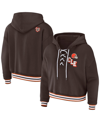 Wear By Erin Andrews Brown Cleveland Browns Lace-up Pullover Hoodie In Brown