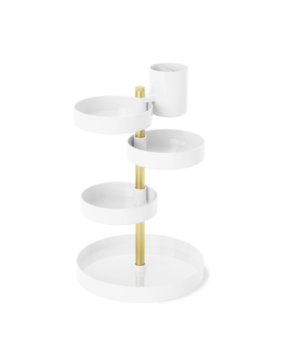 Umbra Pirouette Cosmetic Organizer In White,brass