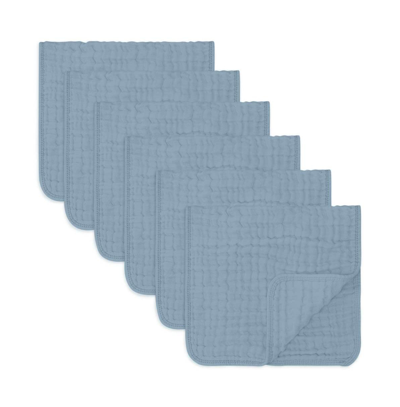 Comfy Cubs Babies' Muslin Burp Cloths, Pack Of 6 In Pacific Blue