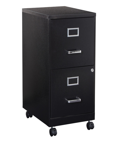 Osp Home Furnishings Office Star 26.75" 2 Drawer Mobile Locking Metal File Cabinet In Black