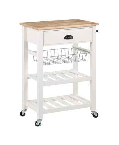 Osp Home Furnishings Office Star 33.75" Wood Hampton Kitchen Cart In White
