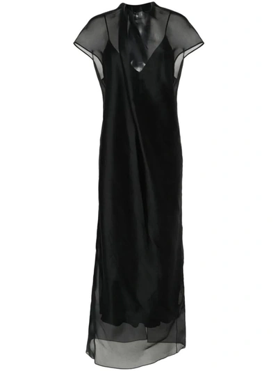 Khaite The Essie Organza Maxi Dress In Black