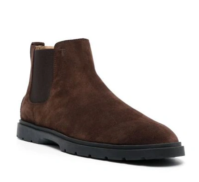 Tod's Suede Leather Chelsea Boots In Brown