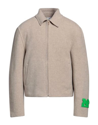 Off-white Man Jacket Sand Size 36 Virgin Wool, Polyamide In Beige