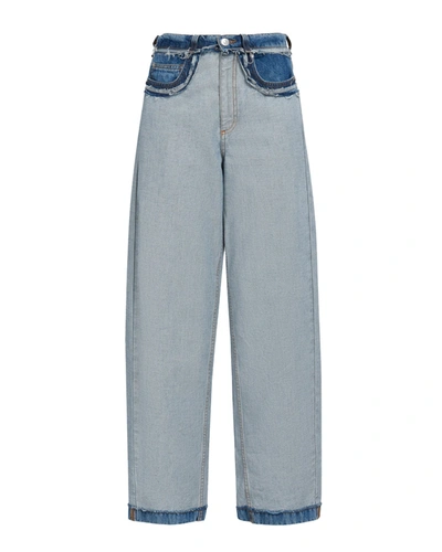 MARNI BLUE INSIDE-OUT DENIM CARROT-FIT JEANS