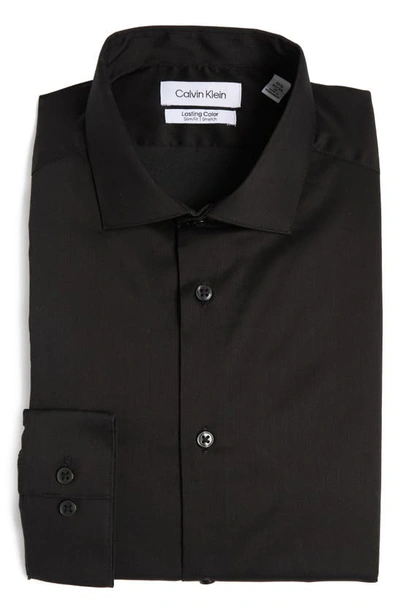 Calvin Klein Lasting Color Slim Fit Dress Shirt In Black Beauty