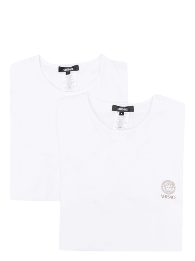 Versace Set Of Two Medusa Cotton T-shirts In White + White