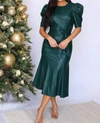FLYING TOMATO WALK OF FAME FAUX LEATHER DRESS IN GREEN