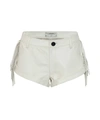 ONE TEASPOON CHAOS WALKING FRINGED LEATHER BANDIT SHORTS IN WHITE