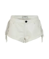 One Teaspoon Chaos Walking Fringed Leather Bandit Shorts In White In White