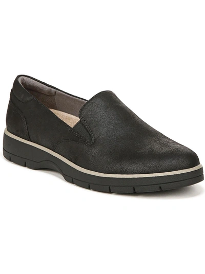 Dr. Scholl's Shoes Next One Womens Faux Suede Lugged Sole Slip-on Sneakers In Black