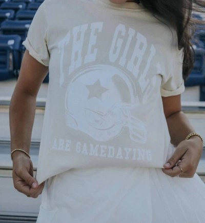 Friday + Saturday The Girls Are Gamedaying Tee In Cream In White