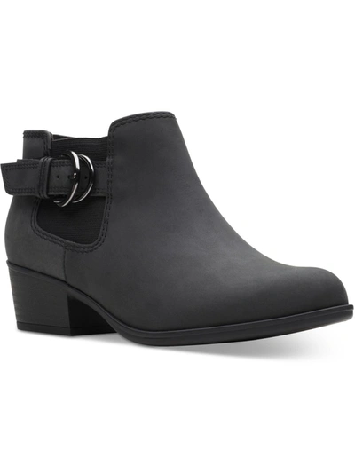 Clarks Adreena Field Womens Leather Stretch Booties In Black
