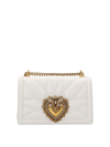Dolce & Gabbana Large Devotion Quilted Leather Shoulder Bag In White