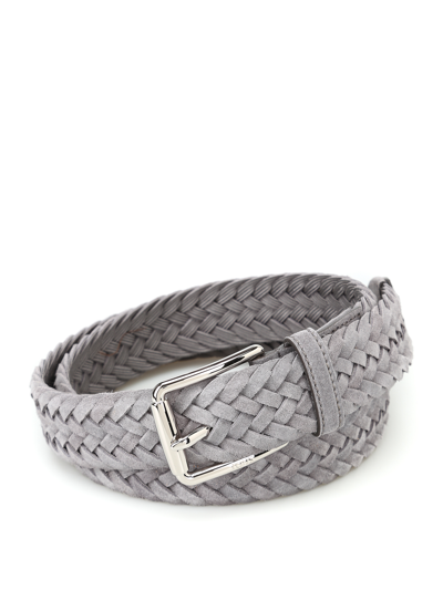 Tod's Grey Woven Suede Belt