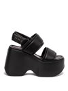 VIC MATIE LEATHER SANDALS WITH PLATFORM AND STRAP