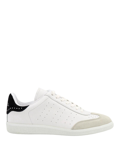 Isabel Marant Leather Trainers With Rhinestones Detail In White