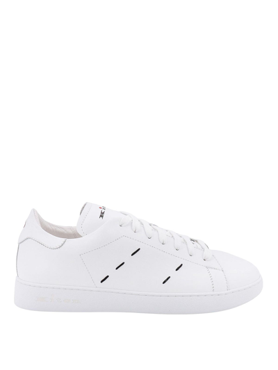 Kiton Leather Sneakers With Lateral Stitchings In White