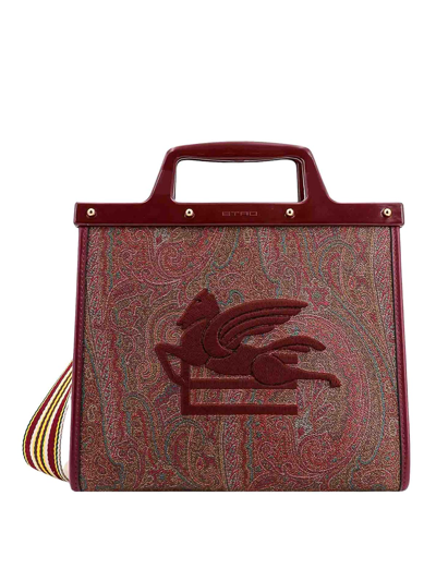 Etro Handbag Paisley Print Embroidery Front In Red
