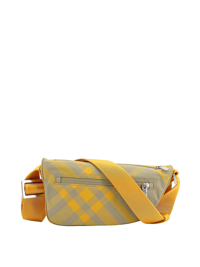 Burberry Nylon Shoulder Bag With Check Motif In Beige