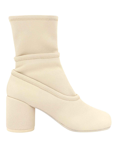 Mm6 Maison Margiela Coated Canvas Ankle Boots Mm6 Anatomy Shape In Beige