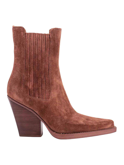 Paris Texas Suede Ankle Boots In Brown