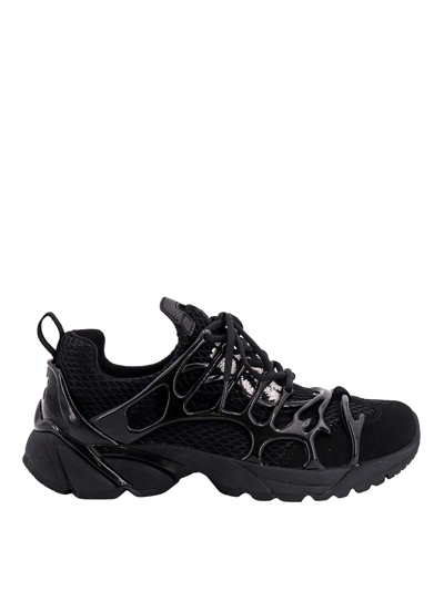 44 Label Group Mesh Sneakers With Embossed Rubber Detail In Black