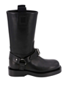 Burberry Strap Detail Leather Boots In Black