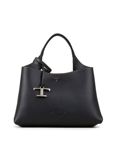 Tod's T Timeless Micro Leather Handbag In Black