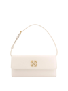 OFF-WHITE LEATHER SHOULDER BAG WITH METAL ARROW LOGO