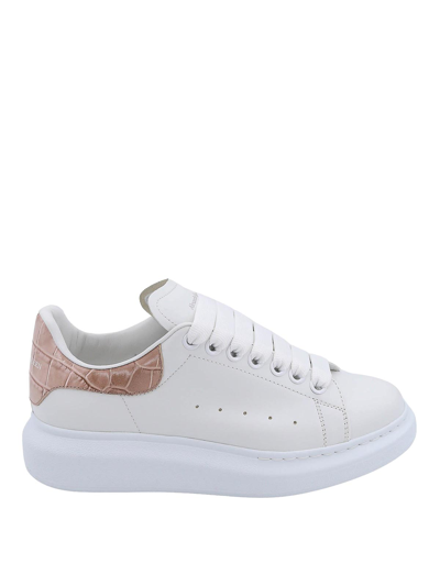 Alexander Mcqueen Leather Sneaker With Croco Back Patch In White