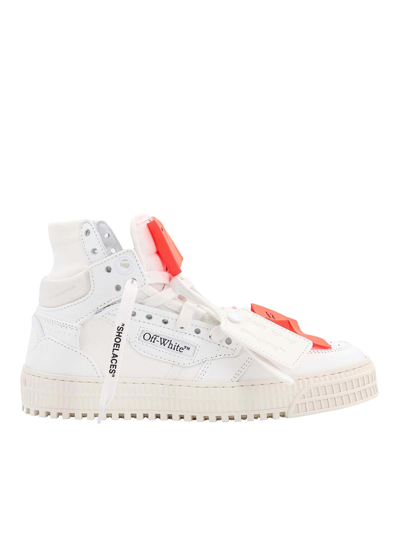 Off-white Leather Canvas Sneakers Zip Tie In White