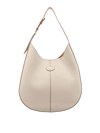 Tod's Leather Shoulder Bag With Frontal Logo Patch In Beige