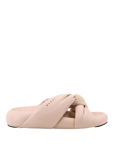 Marni Leather Sandals In Beige