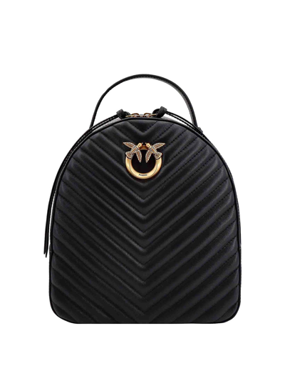 Pinko Love One Quilted Leather Backpack In Black
