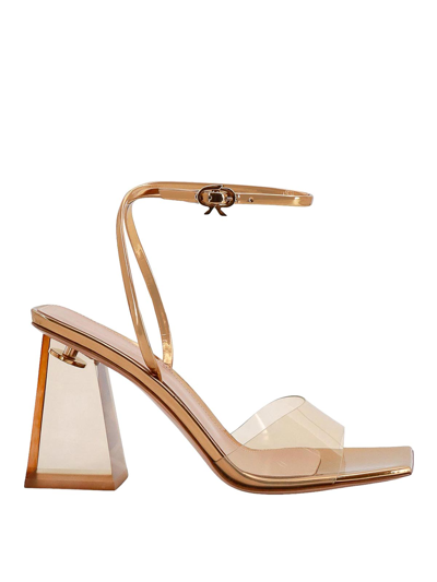 Gianvito Rossi Laminated Leather Sandals In Neutrals