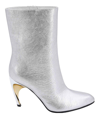Alexander Mcqueen Women Laminated Leather Ankle Boots In Silver