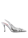 Diesel D-venus 80mm Leather Slingback Pumps In Silver
