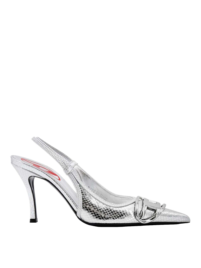 Diesel D-venus 80mm Leather Pumps In Silver