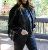 GEEGEE BACK FAUX LEATHER JACKET IN BLACK