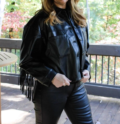 Geegee Back Faux Leather Jacket In Black