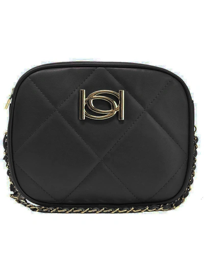 Bebe Gio Square Womens Faux Leather Quilted Shoulder Handbag In Black