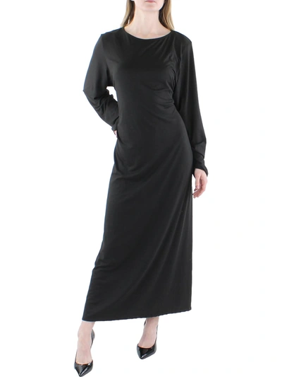 24seven Comfort Apparel Plus Womens Jersey Long Maxi Dress In Black