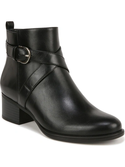 Naturalizer Kimbra Womens Faux Leather Buckle Ankle Boots In Black
