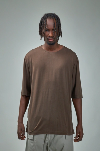 Frei-mut Silk Round Neck T-shirt In Brown